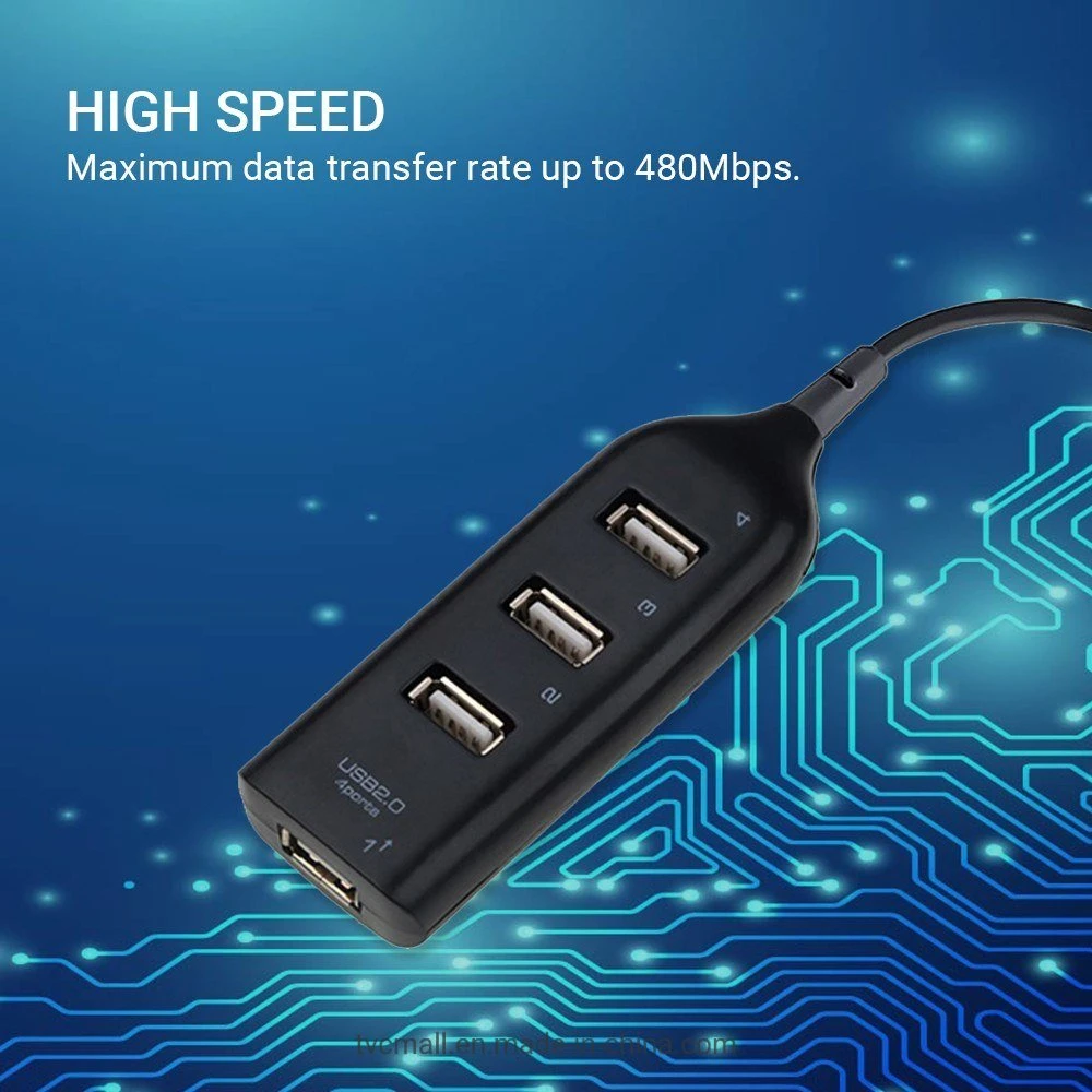 4-Ports USB 2.0/1.1 Splitter USB Hub Supports Charging 480Mbps High Speed Data Transfer Rate