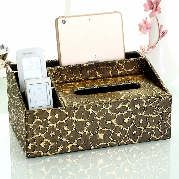 Wholesale/Supplier High quality/High cost performance  Household Multi-Function Storage Box Desk Organizer Leather Tissue Box