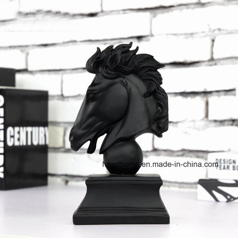 Black European Style Polyresin Horse Head Sculpture for Room Decoration