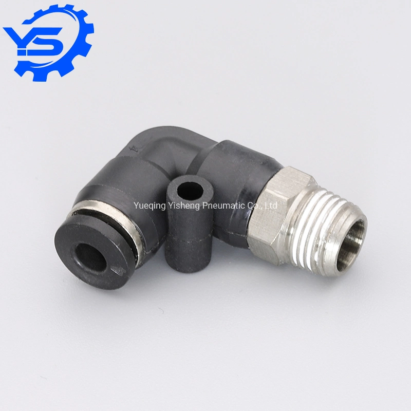 Pl4-02 Pl4-03 Black Color Pneumatic Tube Hose Fitiing Push in Male Elbow Air Quick Connector Fitting