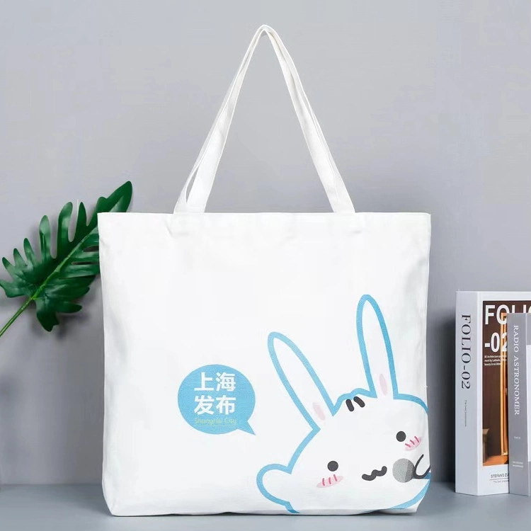 China Wholesale Cotton White Shopping Tote Bag Fashion Woman Shoulder Bag with Customized Logo Thick Canvas Cotton Tote Beach Bag
