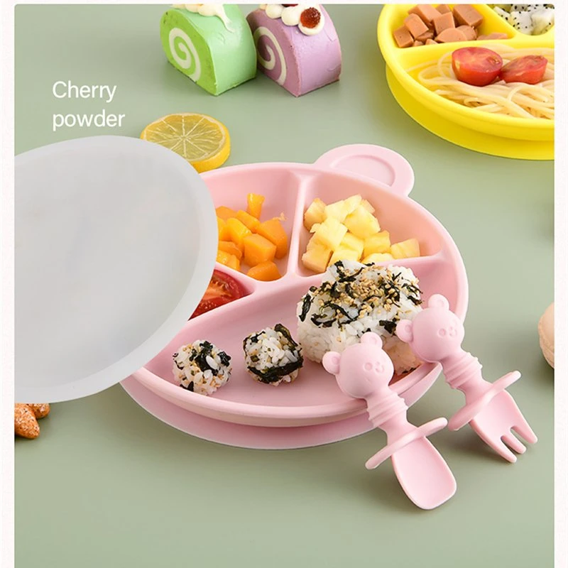 Food Grade Silicone Irregular One-Piece Silicone Baby Feeding Bowls Dishes Silicone Baby Plate