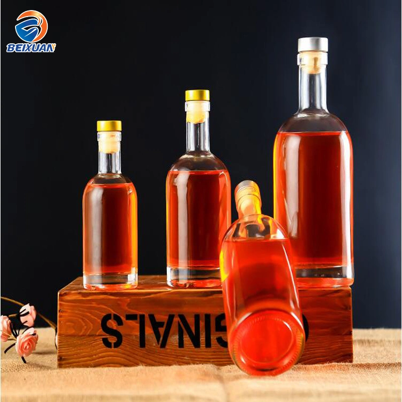 Hot Selling 500ml Empty Thick Bottom Transparent Glass Bottles with Rubber Stopper for Vodka Crafts