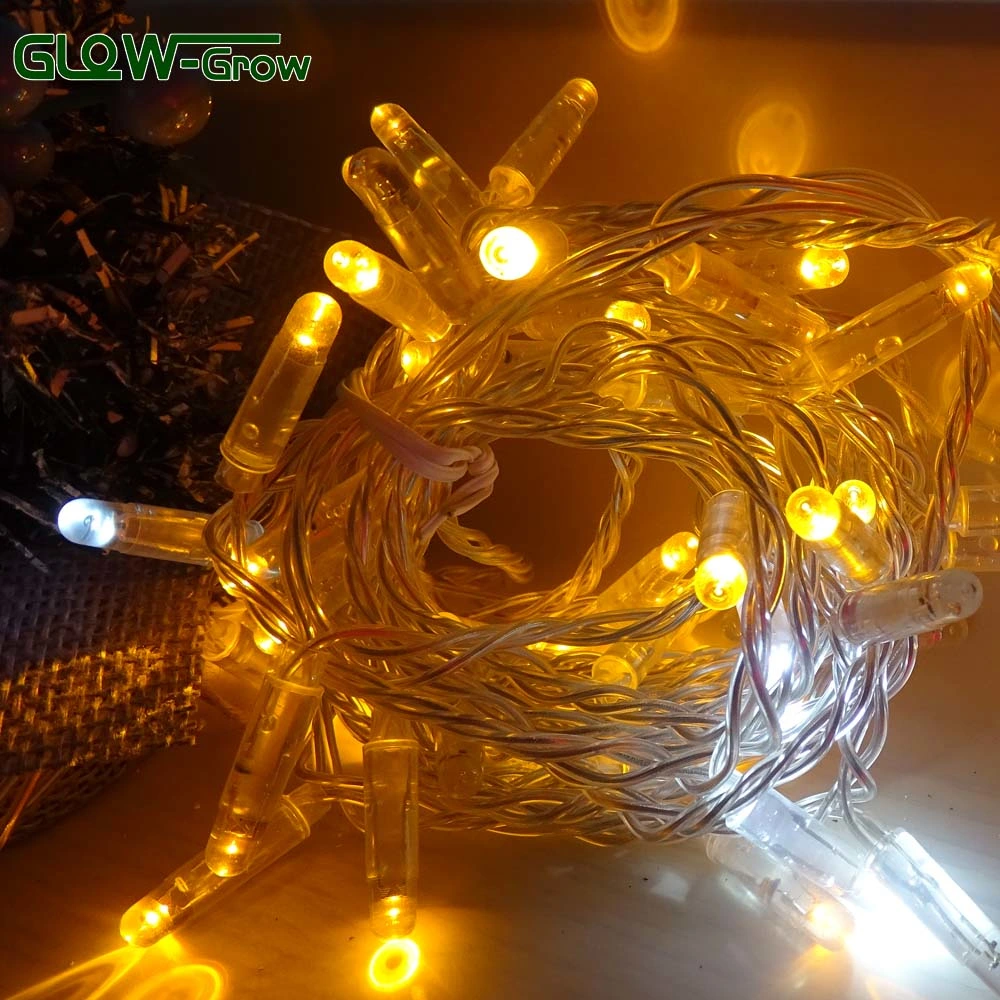 IP65 Guirlande lumineuse à LED avec fil en PVC blanc chaud et capuchon en cristal pour la décoration de concerts, de Noël et de fêtes.