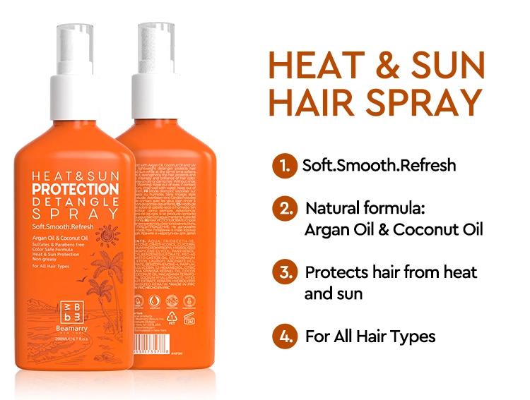 Custom Logo Professional Hair Care Argan Heat Protecting Detangling Hair Spray for Damaged Hair