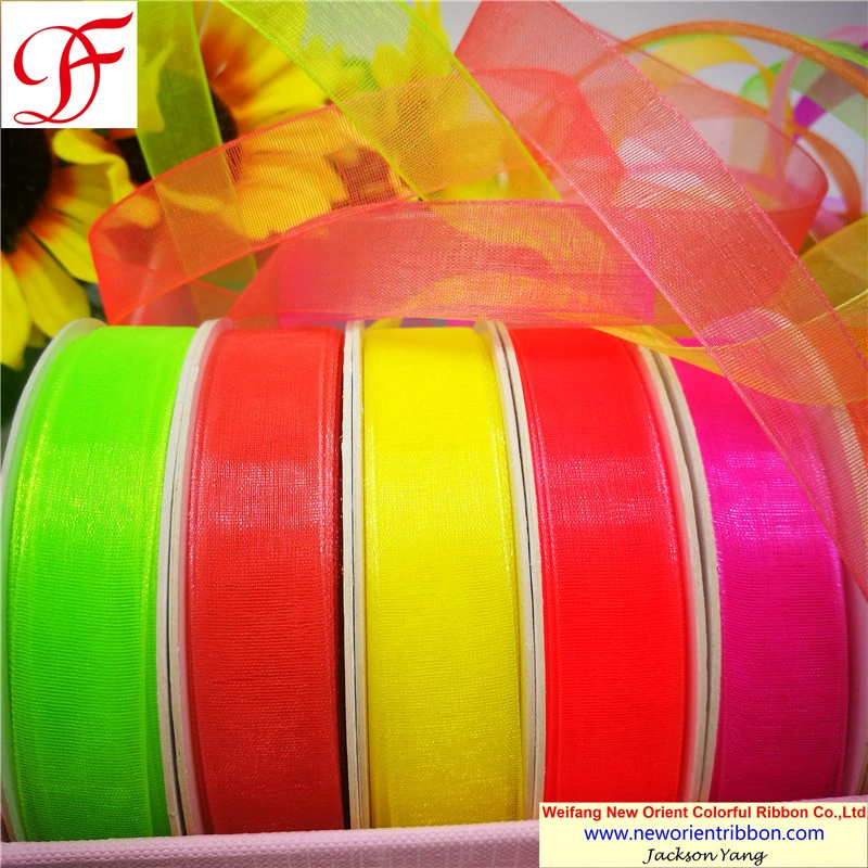 Factory Wholesale/Supplier OEM Printed 100% Nylon Sparkle Shining Organza Ribbon for Wrapping/Decoration/Xmas/Bows/Garment