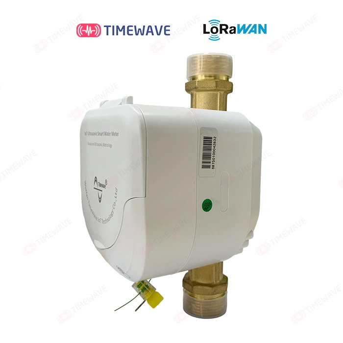 DN20 Medidor de flujo de agua fría ultrasónico inteligente Lora/Lorawan con control remoto prepagado y sin válvula, cubierta de cobre