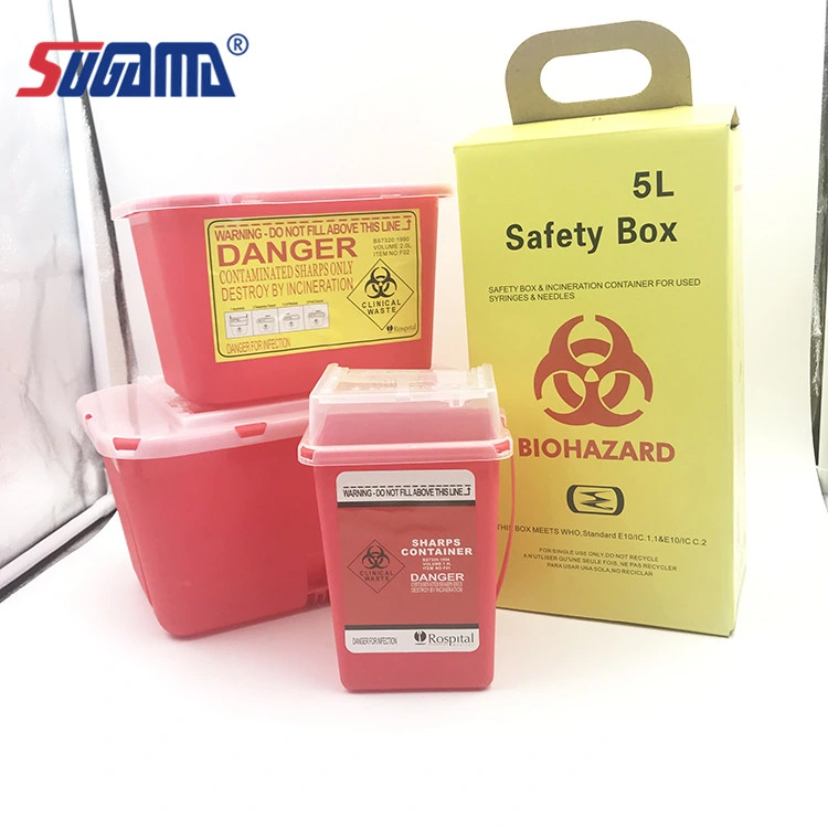 5 Liter Square Plastic Medical Disposable Sharps Container
