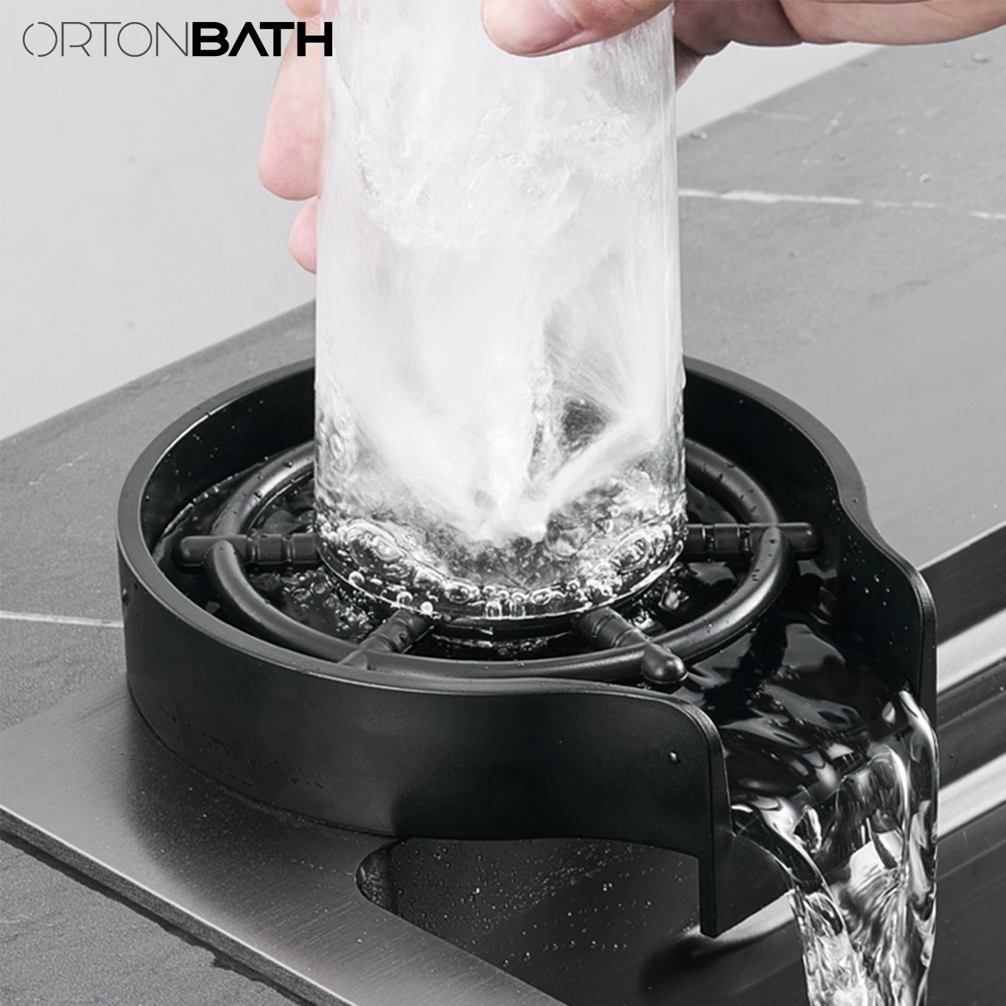 Ortonbath New Trending Black Step Kitchen Sink 304 Stainless Steel Handmade Above Faucet Farmhouse Kitchen Sink Set Black