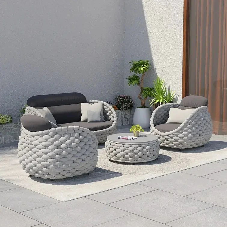 Outdoor Furniture Rope Rattan Wicker Woven Weaving Garden Sofa Patio Sofa Outdoor Furniture Set