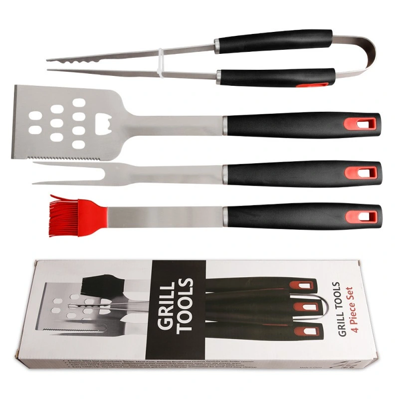 Popular BBQ Accessories Grill Tools Combination Kitchenware Stainless Steel 4-Piece Tool Set