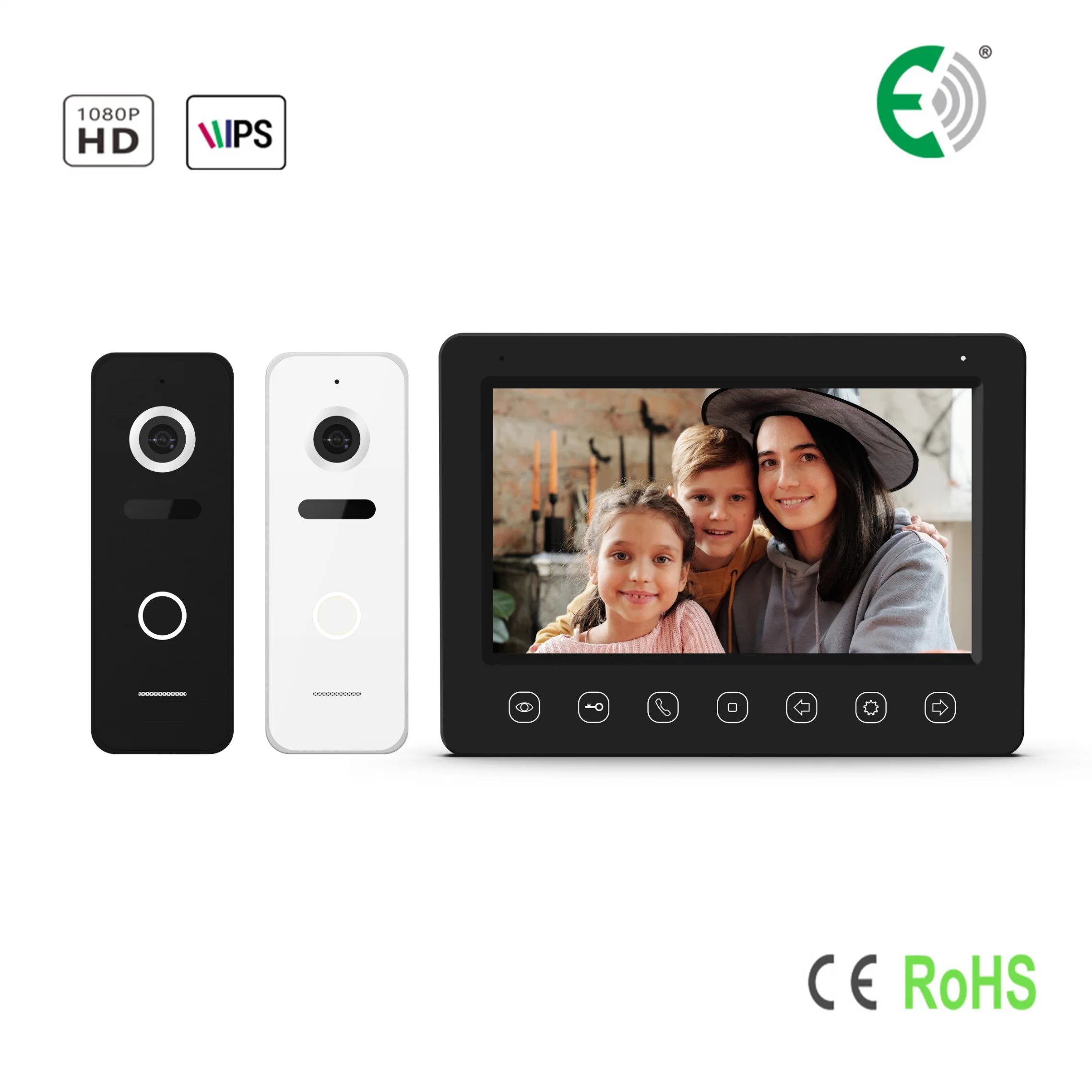 7" Elegant Home Security Intercom System Video Doorphone Kit with HD Doorbell