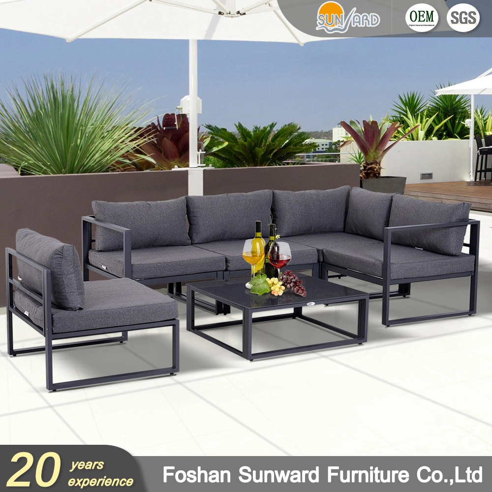 New Hot Sale Modern Customized Garden Patio Hotel Home Resort Villa Project Luxury Leisure Module Sectional Aluminum Outdoor Livingroom Sofa Set