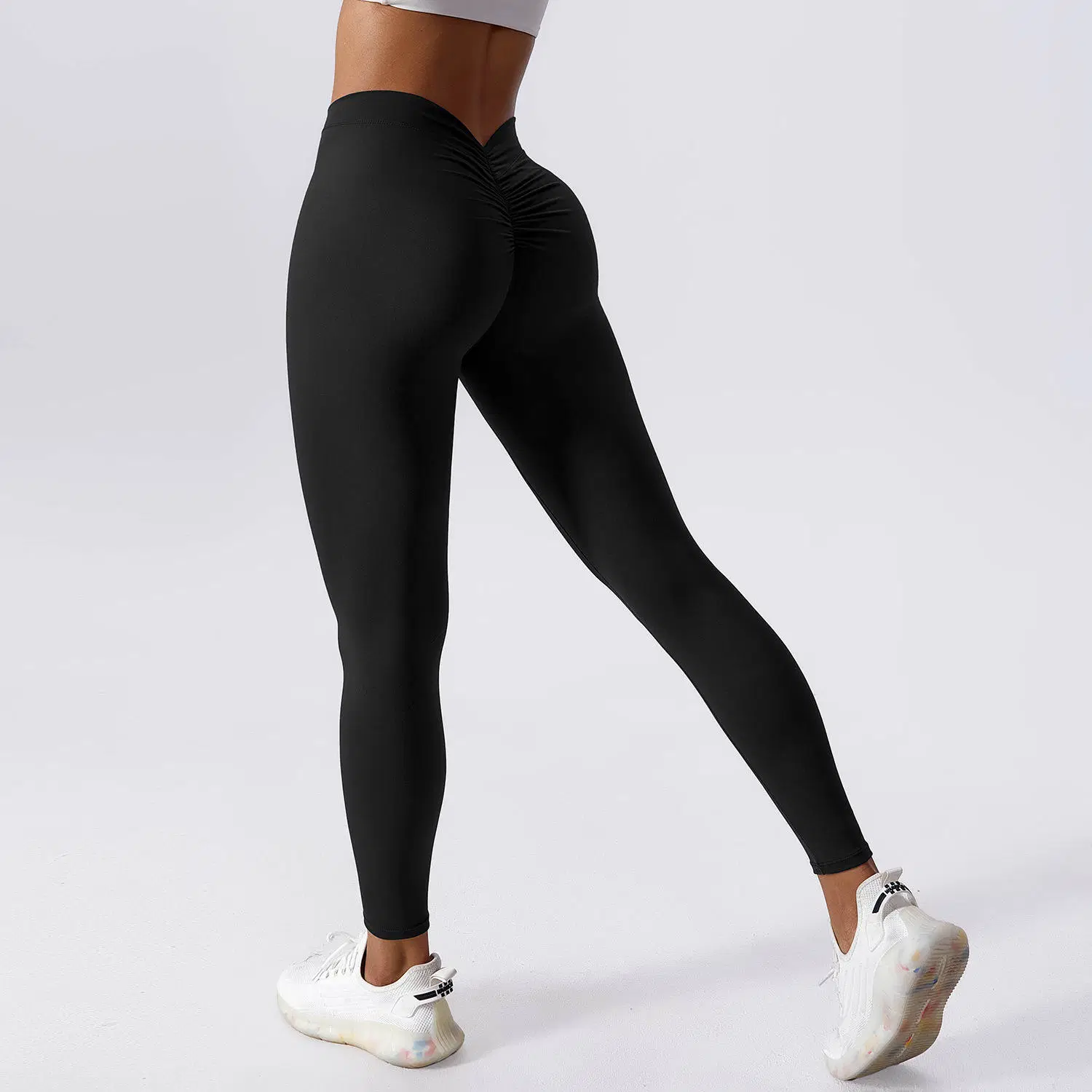 Custom Women V Cross Waist Reflective V Shape Leggings Gym Workout Scrunch Butt Leggings Crossover V Cut Leggings