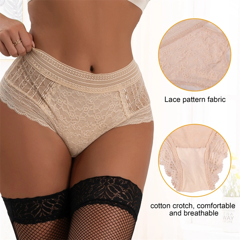 Polyester High Waist Lace Panties Women Knickers Sexy Lingerie Women&prime; S Underwear for Girl Panty