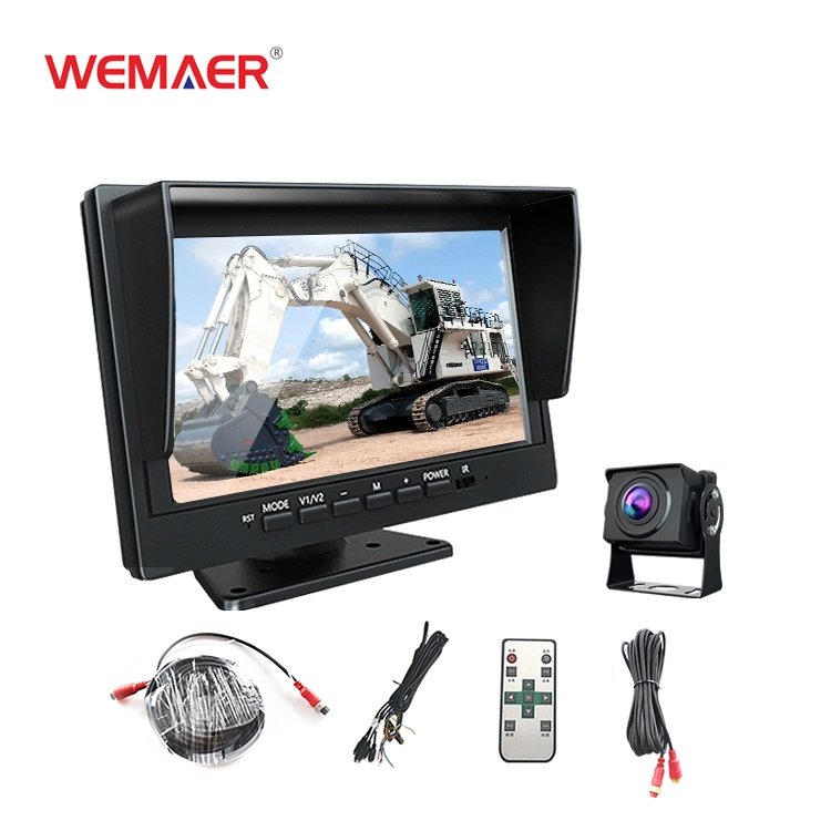 Wemaer OEM 1 Way Bus Truck Câmara de marcha-atrás TV multifuncional Entrada AV Inversão auxiliar Ahd 7 Desktop motorizada Flip Down Monitor de carros