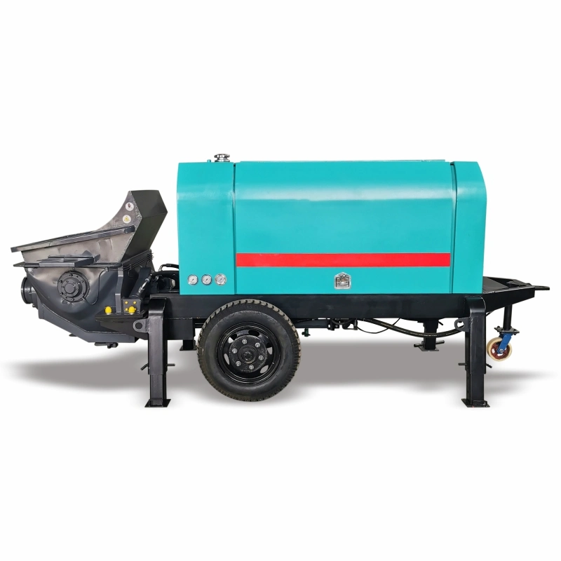 Self Loading Trailer Mounted Stationary Cement Trailer Diesel Cement Pump Machine Small Diesel Engine Pipe Line Mini Concrete Pump