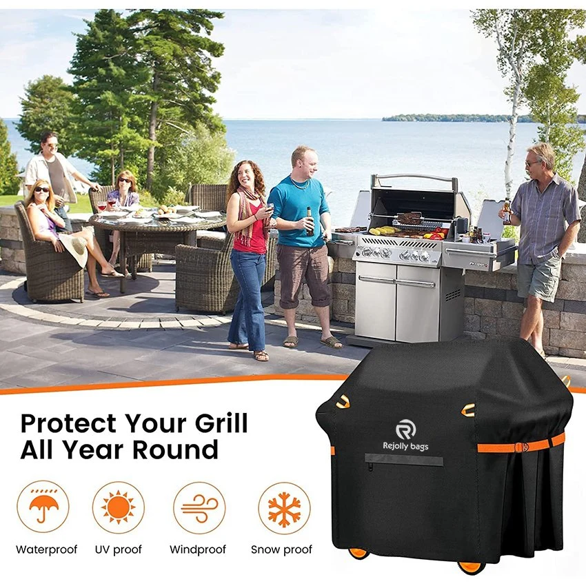 58 pouces couvercle étanche barbecue avec 4 poignées réfléchissantes et sangles, spéciaux de fondu et de matériel résistant aux UV, Dust-Proof Windproof Rip-Proof Grill couvrir