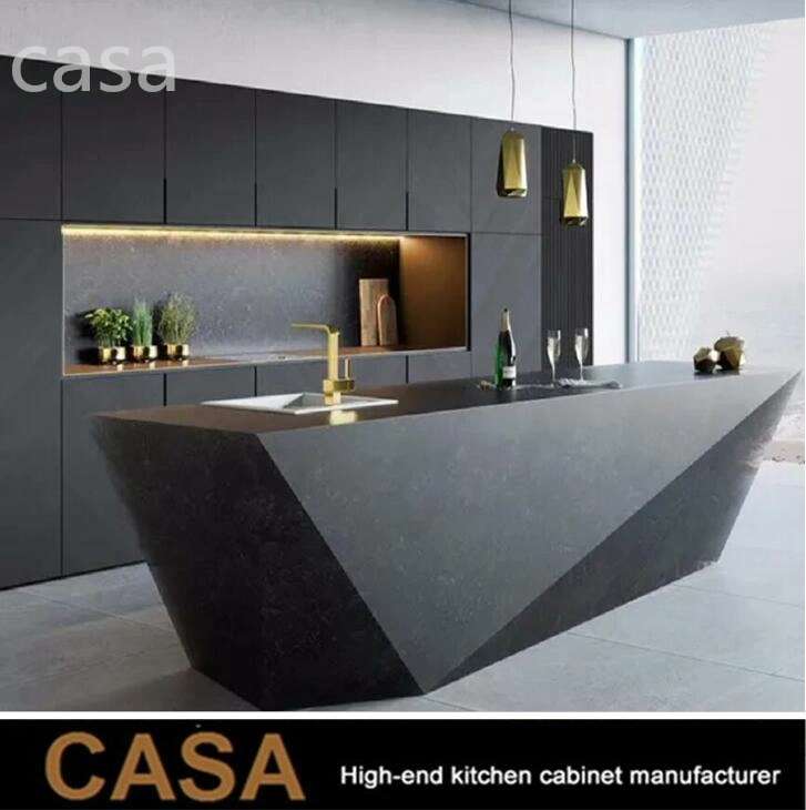 Venta caliente despensa armarios muebles personalizados Inicio Diseño de cocinas modernas Lacqur negro