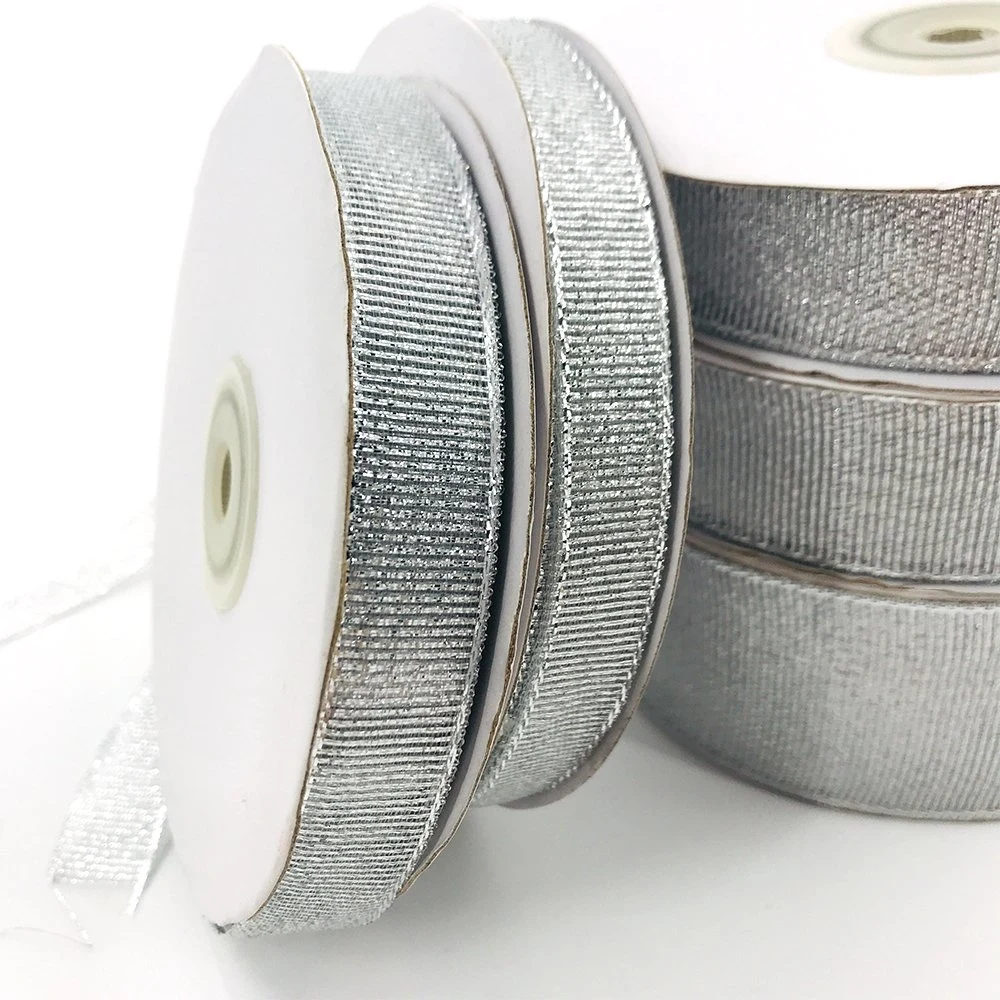 Fashion Sparkling Luxury 15mm 25mm 75mm Blingbling Recycled Sari Silk Deco Metallic Ribbon for Candle Gift Boxes Packaging