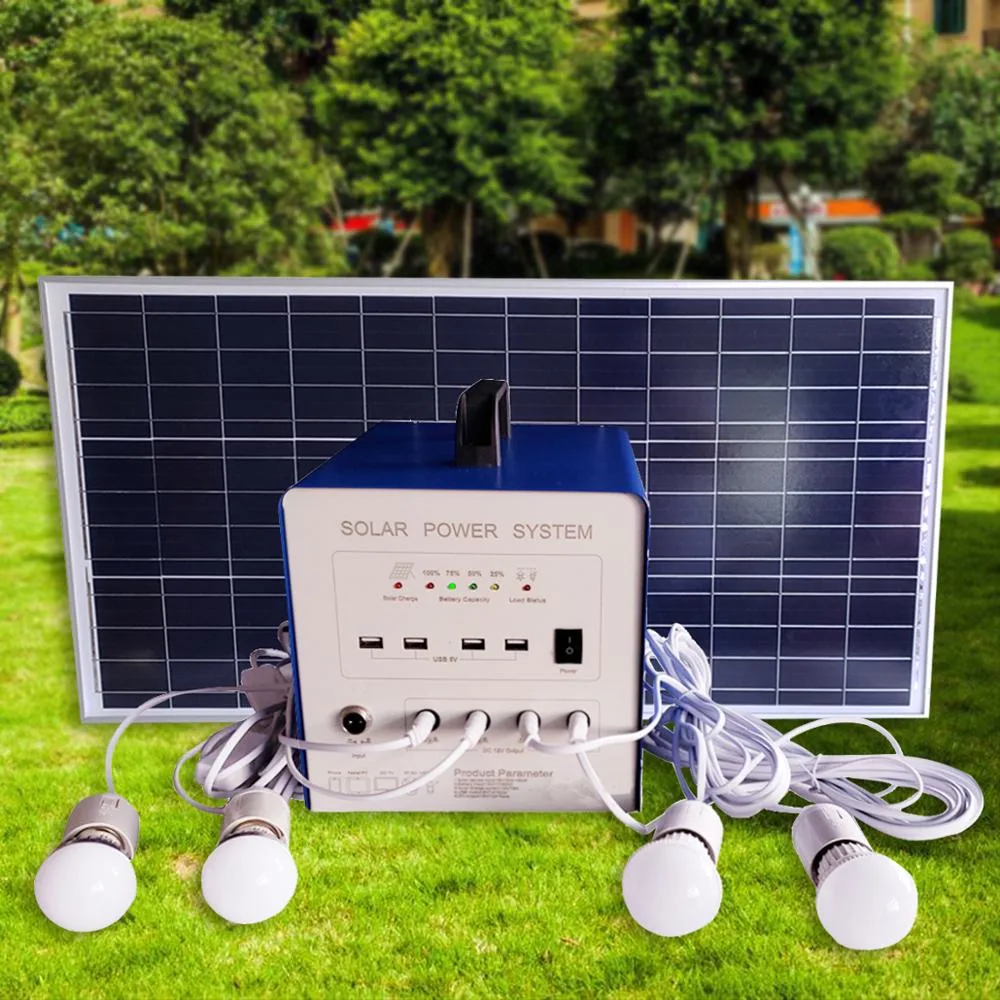 30W Solar PV Panel Energy Home LED Lighting Kits Portable UPS DC Power Suppy System