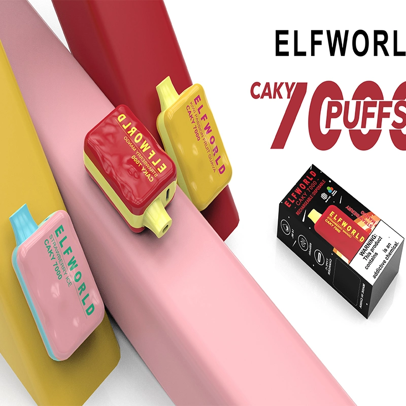 Original Elfworld Caky 7000 Puffs Vape 20000 Puffs Low Price Vape Devices Flavor Liquid Vape Free Shipping Puff 15000 15K18K20K Vape New Puffs Disposable/Chargeable Vape