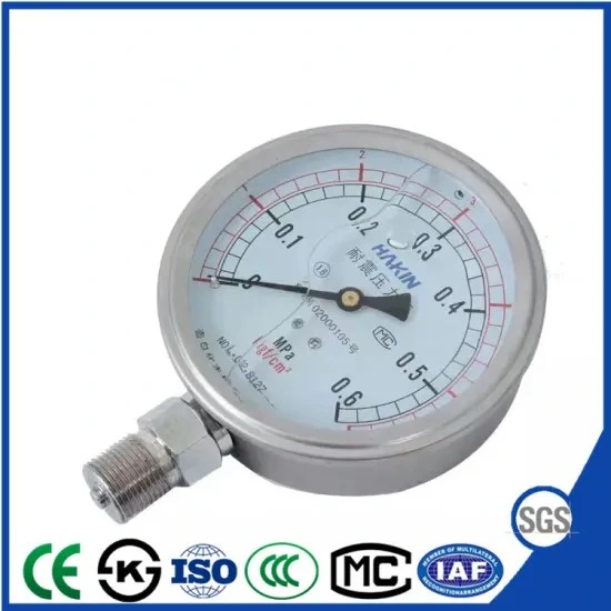 Ytn-100h German Type All-Stainless Steel Shock-Proof Pressure Gauges Vibration-Proof Pressure Meters Glycerine Oil Filled