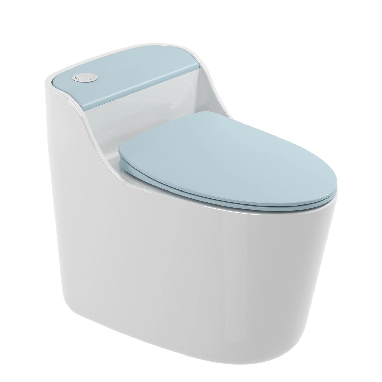 Sanitaires Toilettes WC monobloc avec chasse d'eau siphonique en porcelaine colorée de haute qualité.