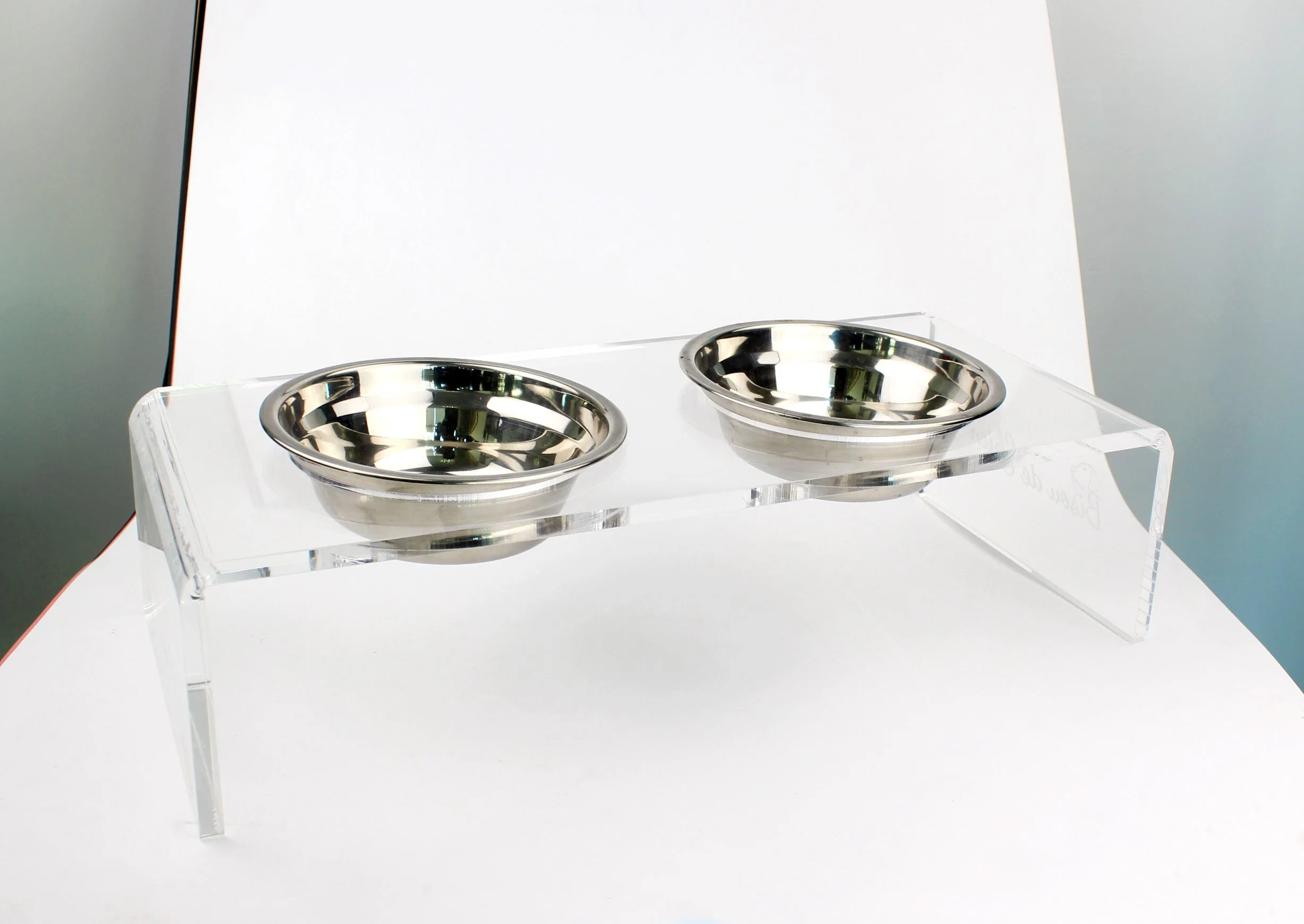 New Design Double Bowls Acrylic Pet Feeder