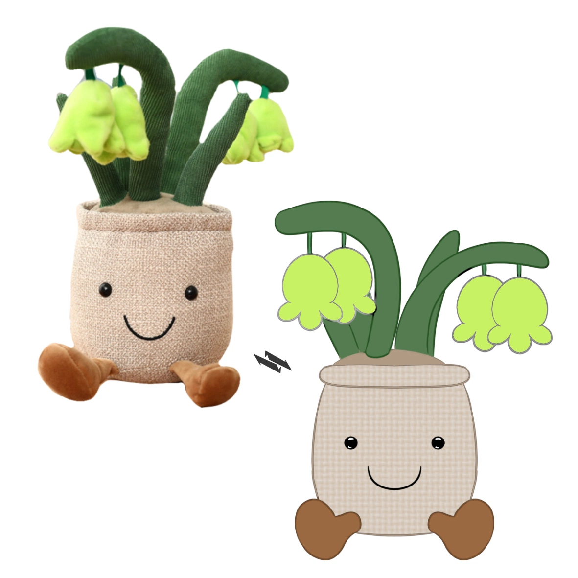 La decoración Macetas con suculentos champiñones rellenos de Peluches personalizados Plushie verde de las plantas de flores