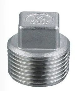 Stainless Steel Threaded Square Head Plug Pipe Fitting SS304/316L Male Thread Bsp Square Plug NPT