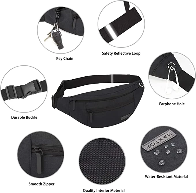 Crossbody Fanny Pack with 4-Zipper Pockets, Gifts for Enjoy Sports Festival Workout Traveling Running Casual Hands-Free Wallets Waist Pack Phone Bag