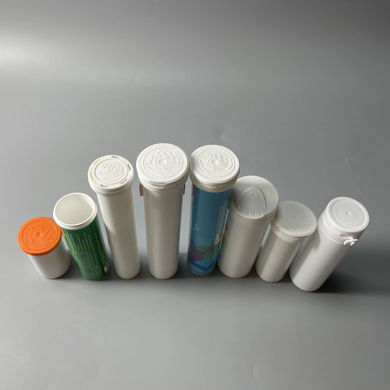 Empty Plastic Vc Effervescent Tablet Tube with Silica Gel Desiccant Cap