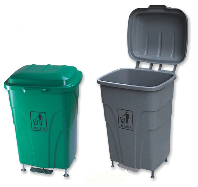 45L 68L 70L Eco-Friendly 4 Wheels Plastic Waste Dust Garbage Litter Can for Rubbish Sorting with Different Colors