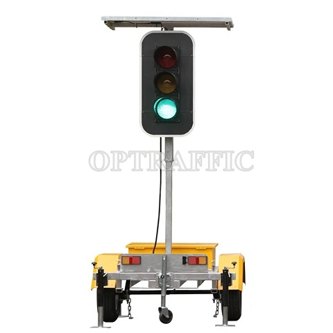 Solar Powered Trailer Traffic Light Trailer Mobile Traffic Control Signal Wireless Portable 4 or 1 Side Traffic Signals