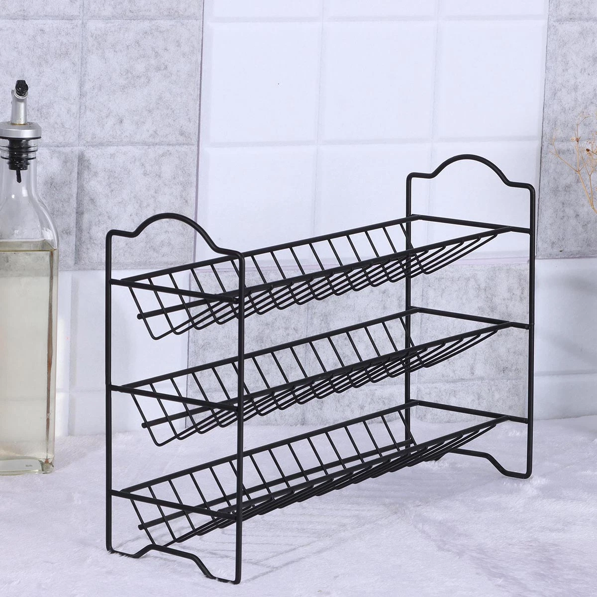 Popular 3 Tier Kitchen Metal Storage Rack Desktop Metal Wire Spice Rack