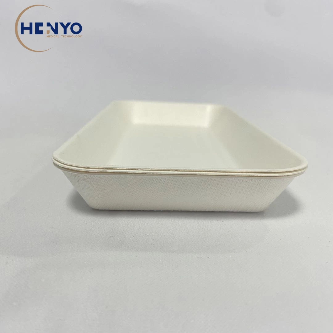 100%Biodegradable Tableware Bagasse 400ml Meal Box Tray Fruit Tray