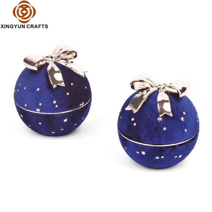 2022 New Blue Metal Jewelry Ring Package Box Shiny Suede Gift Box