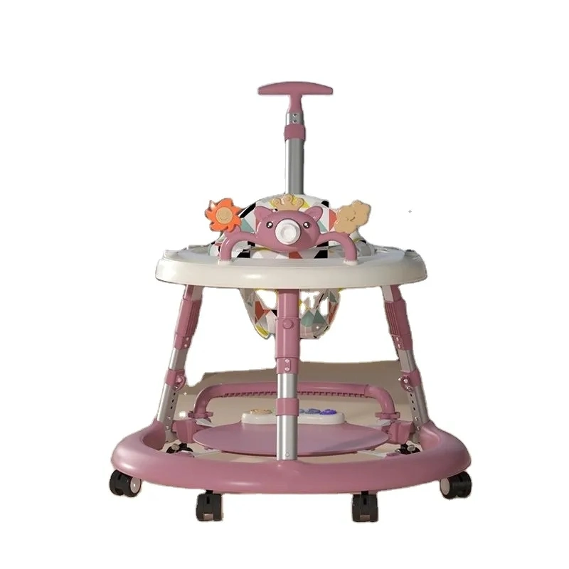 Rollover Design Music Light Early Education Toddler Sit to Stand Rotating Baby Walker with Handle Bar