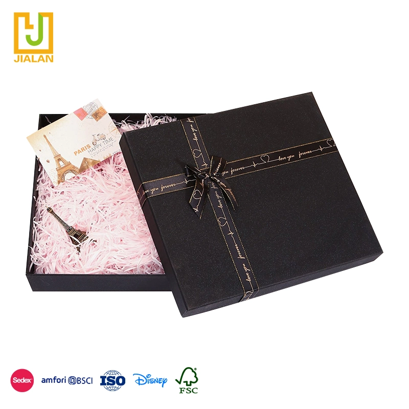 Modern Design Biodegradable Boutique Foldable Paper Box Gift Packaging Grey Cardboard Paper Carton with Bowknot