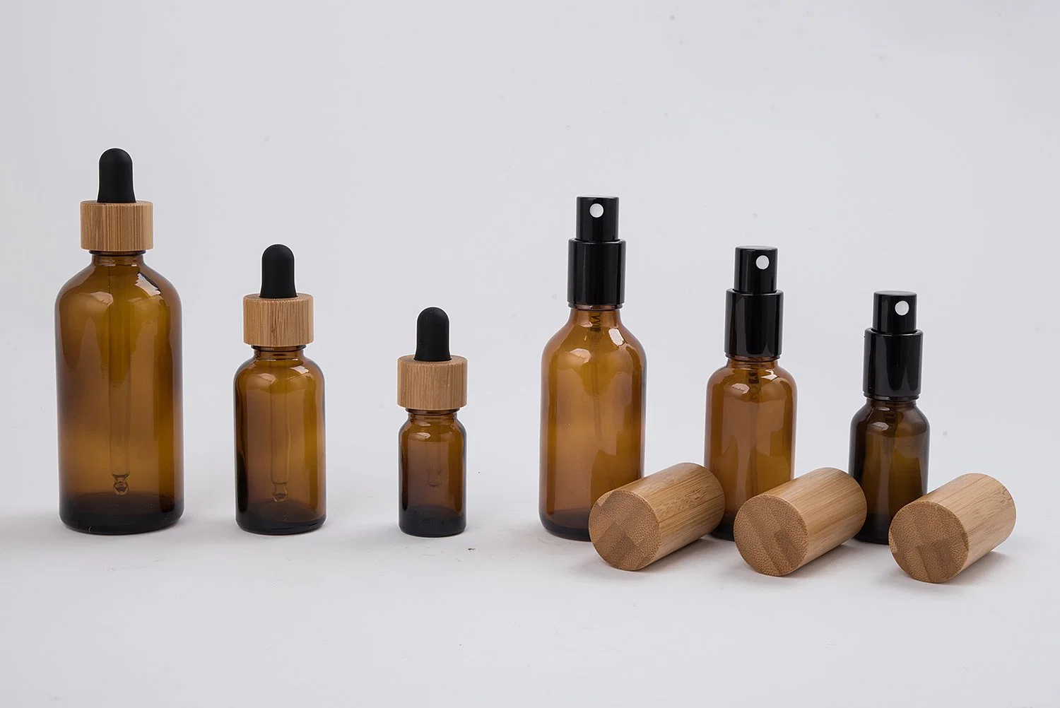 Embalagem cosmética de bambu para frascos e garrafas de cuidados com a pele por atacado.