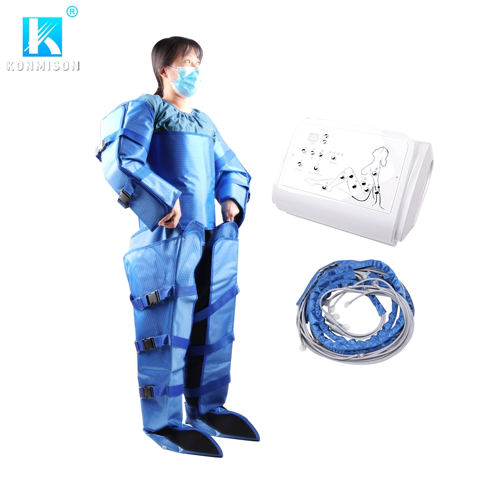 Traje de presoterapia de drenaje linfático con presión de aire para uso doméstico y adelgazamiento corporal personalizado. Equipo profesional de presoterapia para la pérdida de peso.