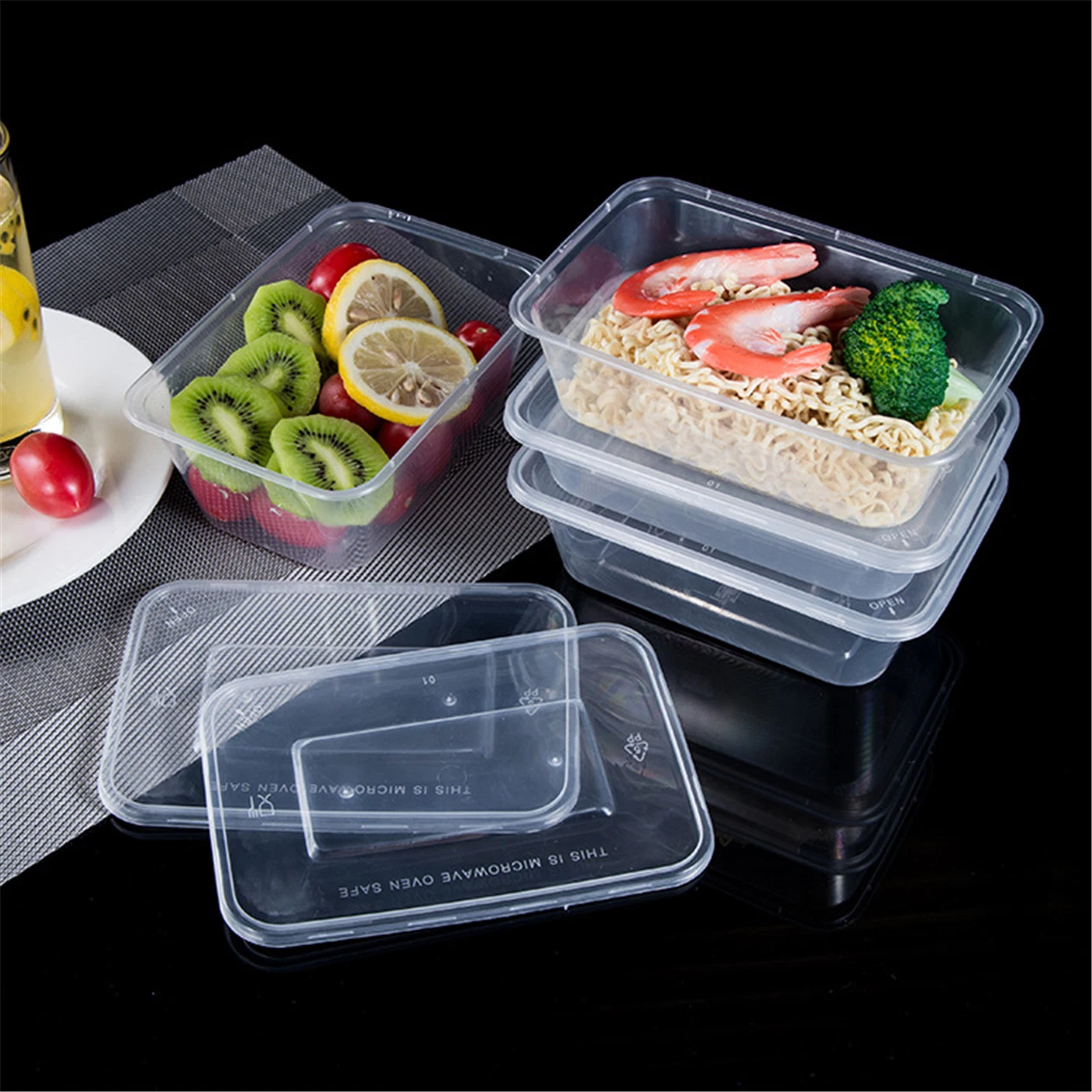 32 أوز. حاويات الطعام المسبق للوجبة المستديرة قابلة لإعادة الاستخدام مع غطاء بلاستيكي يمكن التخلص منه بعد الاستخدام لتخزين الطعام حاويات وجبات الطعام قبل التحضير خالية من مادة BPA ميكونو