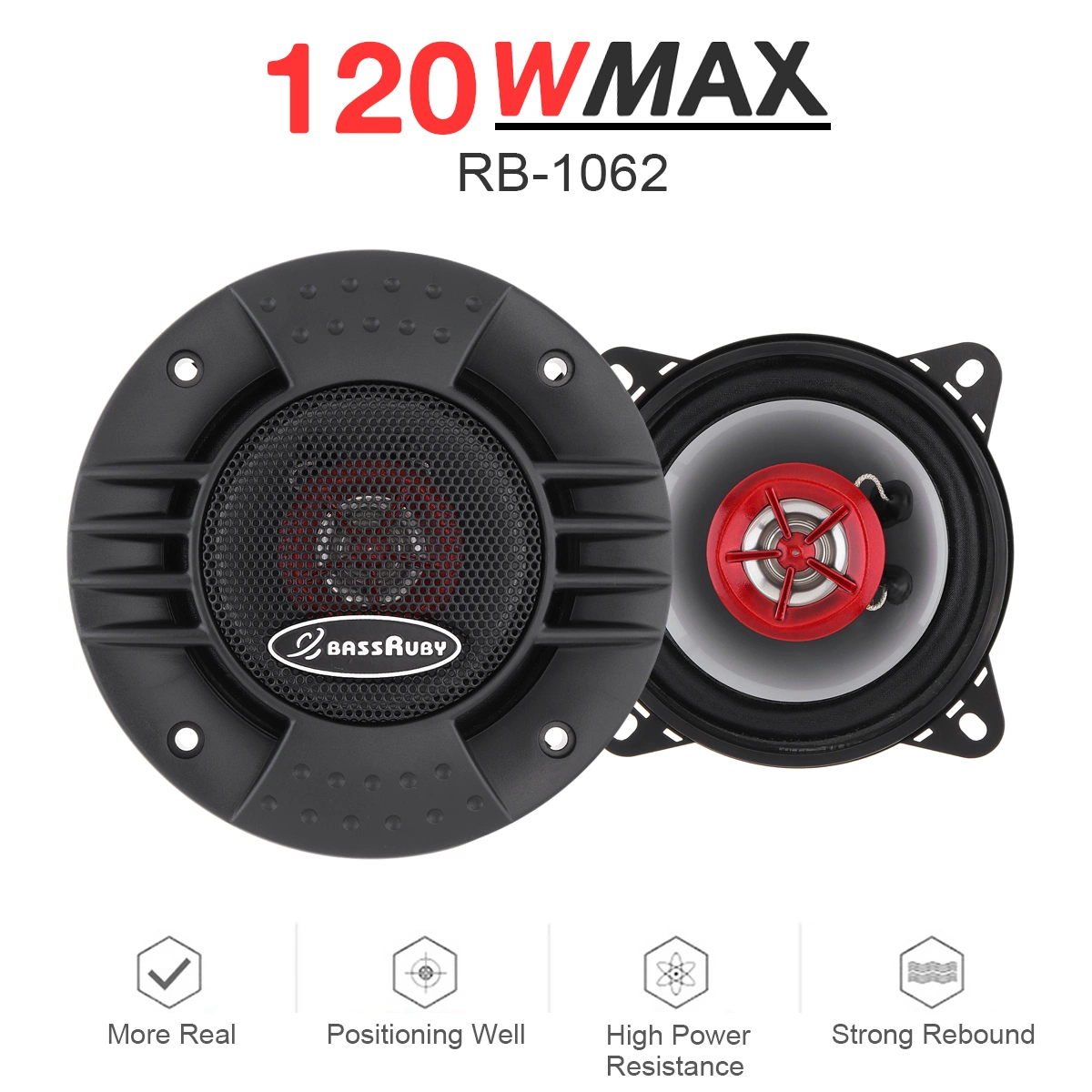 2PCS 4 Inch 120W Universal 2 Way Car Coaxial Speakers Audio Stereo Full Range Frequency HiFi Speaker Non-Destructive