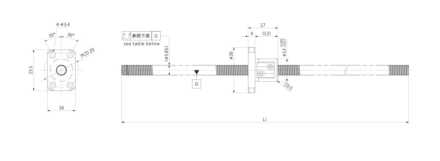 Kgg Rolled Motion Steel Ball Screw for Ship Doors (BBS Series, Lead: 1mm, Shaft: 6mm)