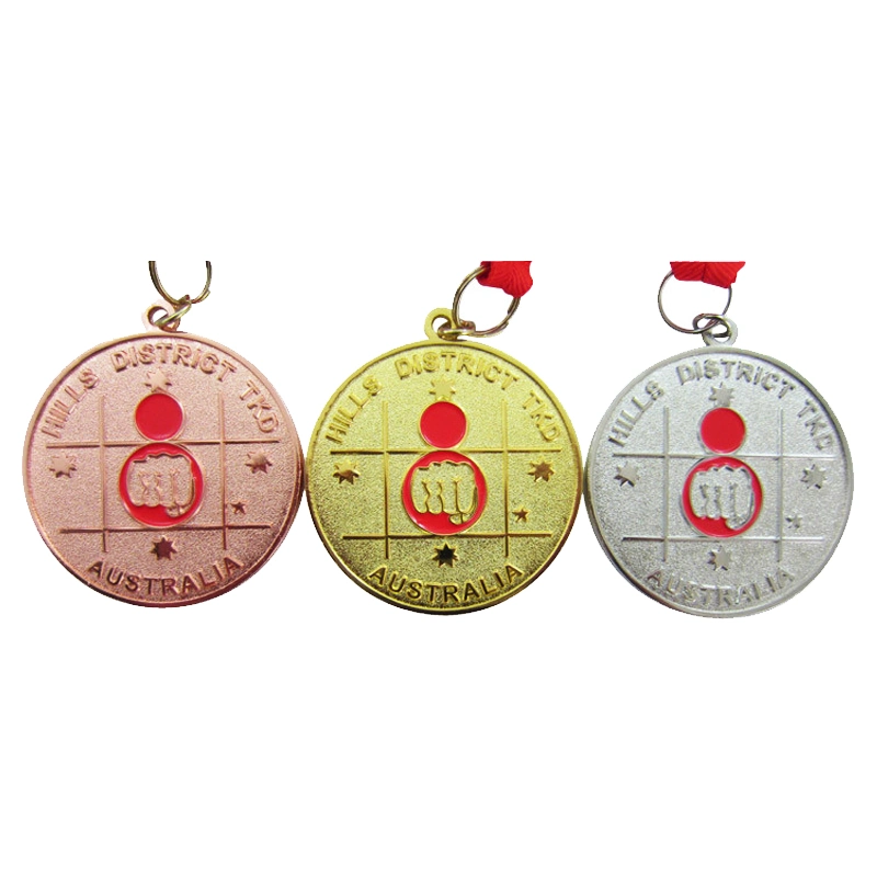 Golden Supplier China Custom Metal Embossed 3D Logo Without Color Round Shaped Gold Plated Medal (77)