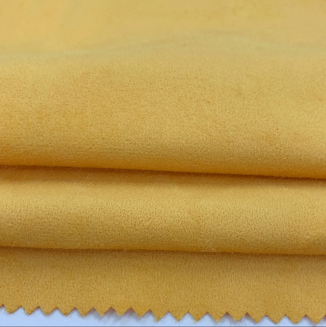 China Suede Fabric 100% Polyester Elastic Warp Knitted Fabric with Heavy Brush for Coat Jacket Suede Fabric