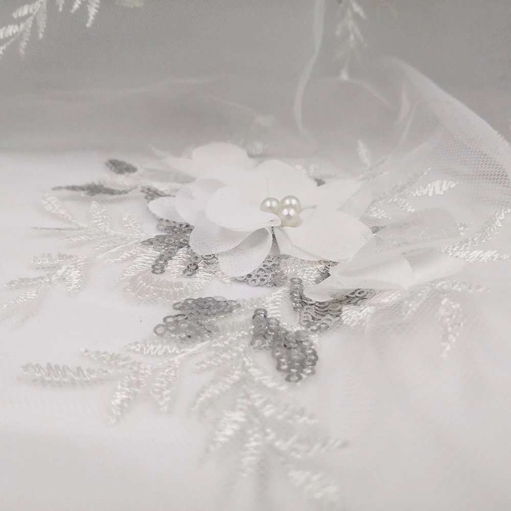 Beautifical New Design Guangzhou Textile High quality/High cost performance  3D Tulle Lace Fabric Embroider 3D Lace for Wedding Dress