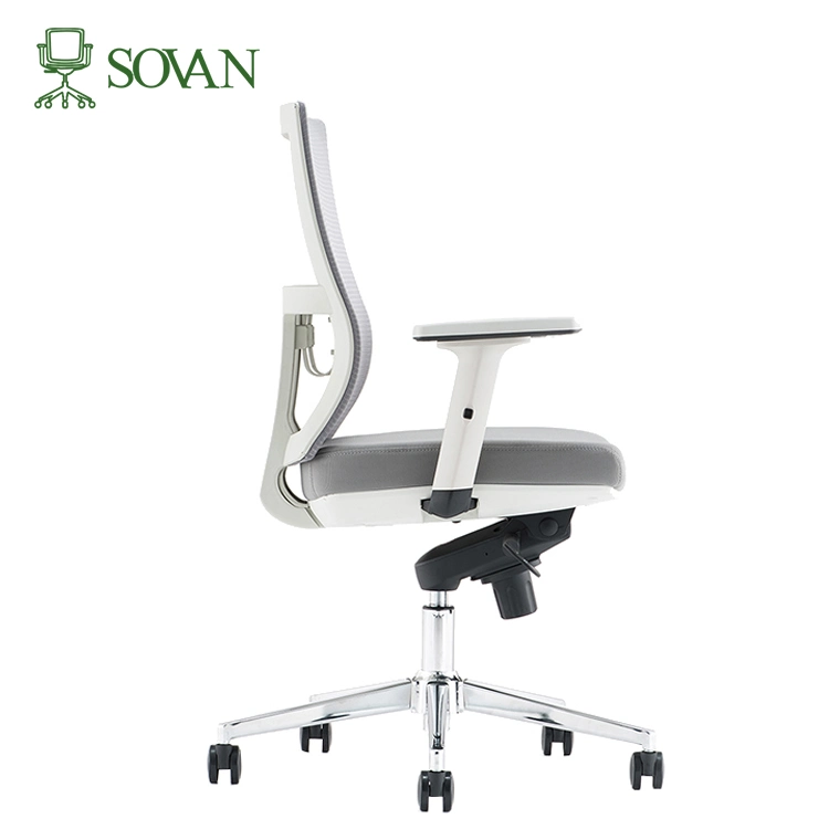 Factory Sales MID Back White Swivel Ergonomic Executive Mesh Office Chair for Staff