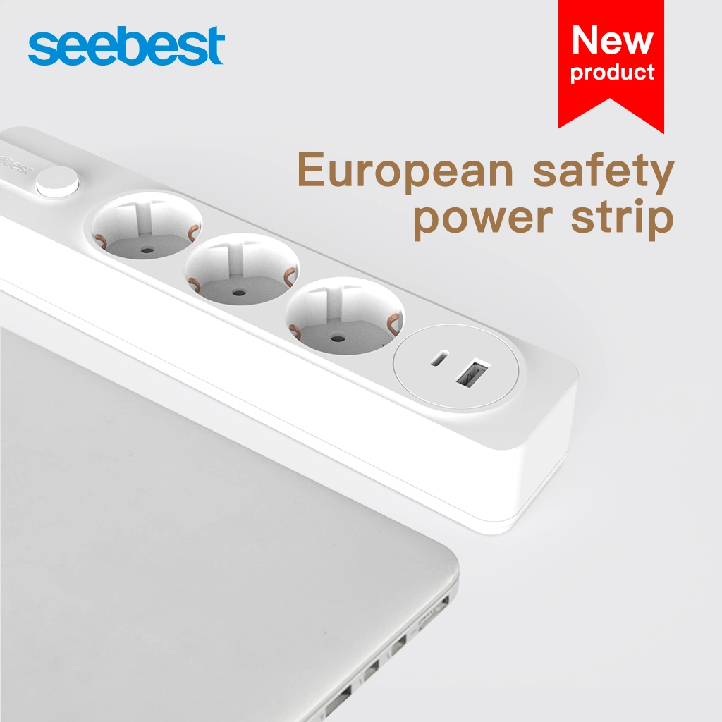 4 contacts norme allemande prise électrique de la plaquette multiprises Protecteur de surcharge avec prise d'extension USB Câble